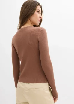 bonprix bonprix Chaqueta de punto fino de mezcla de viscosa suave Marrón castaño