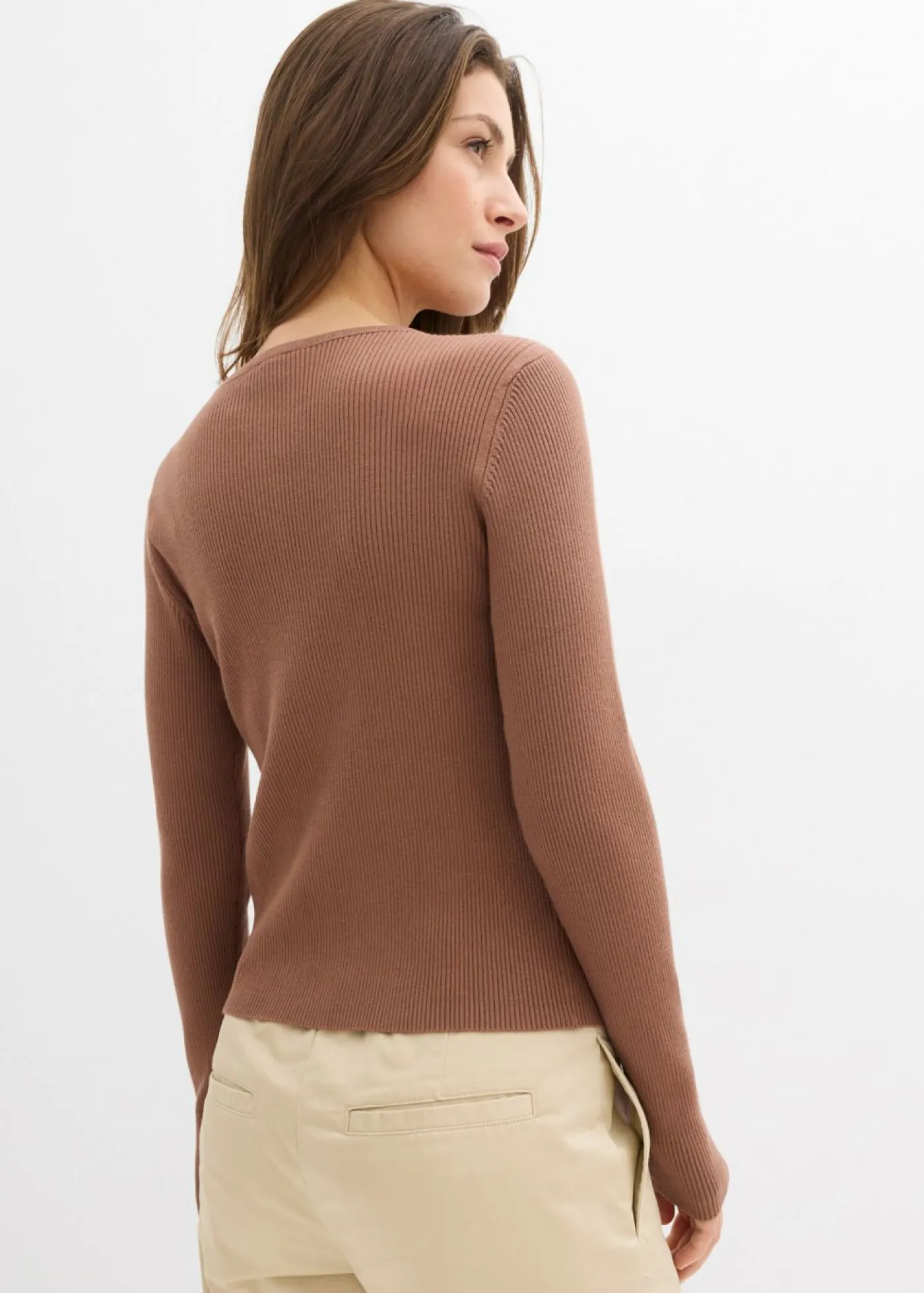 bonprix bonprix Chaqueta de punto fino de mezcla de viscosa suave Marrón castaño