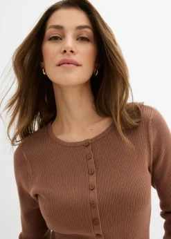 bonprix bonprix Chaqueta de punto fino de mezcla de viscosa suave Marrón castaño