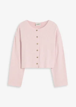 bonprix bonprix Chaqueta de punto fino de canalé rosa ceniza moteado Outlet
