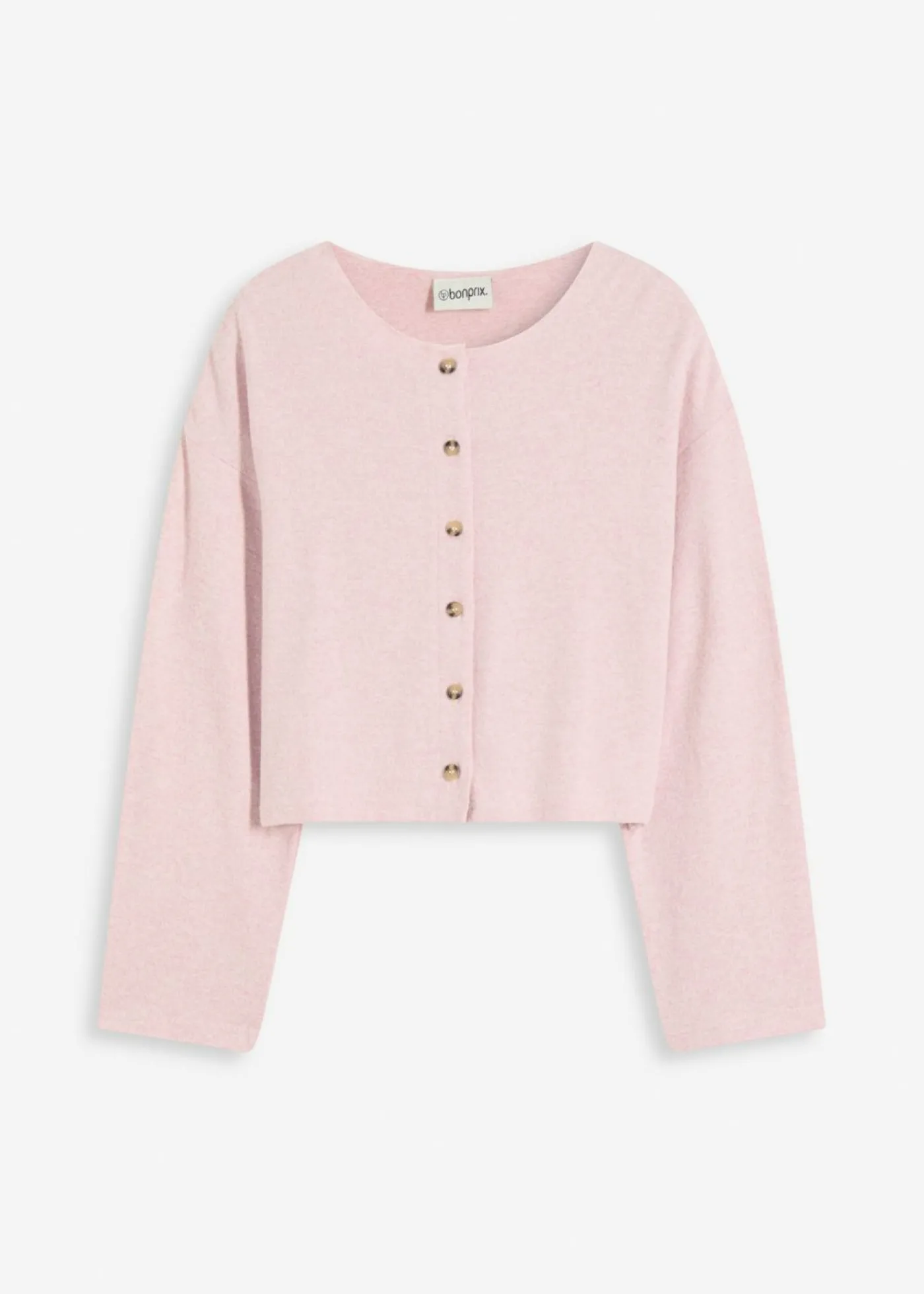 bonprix bonprix Chaqueta de punto fino de canalé rosa ceniza moteado Outlet