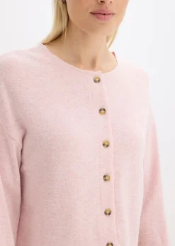 bonprix bonprix Chaqueta de punto fino de canalé rosa ceniza moteado Outlet