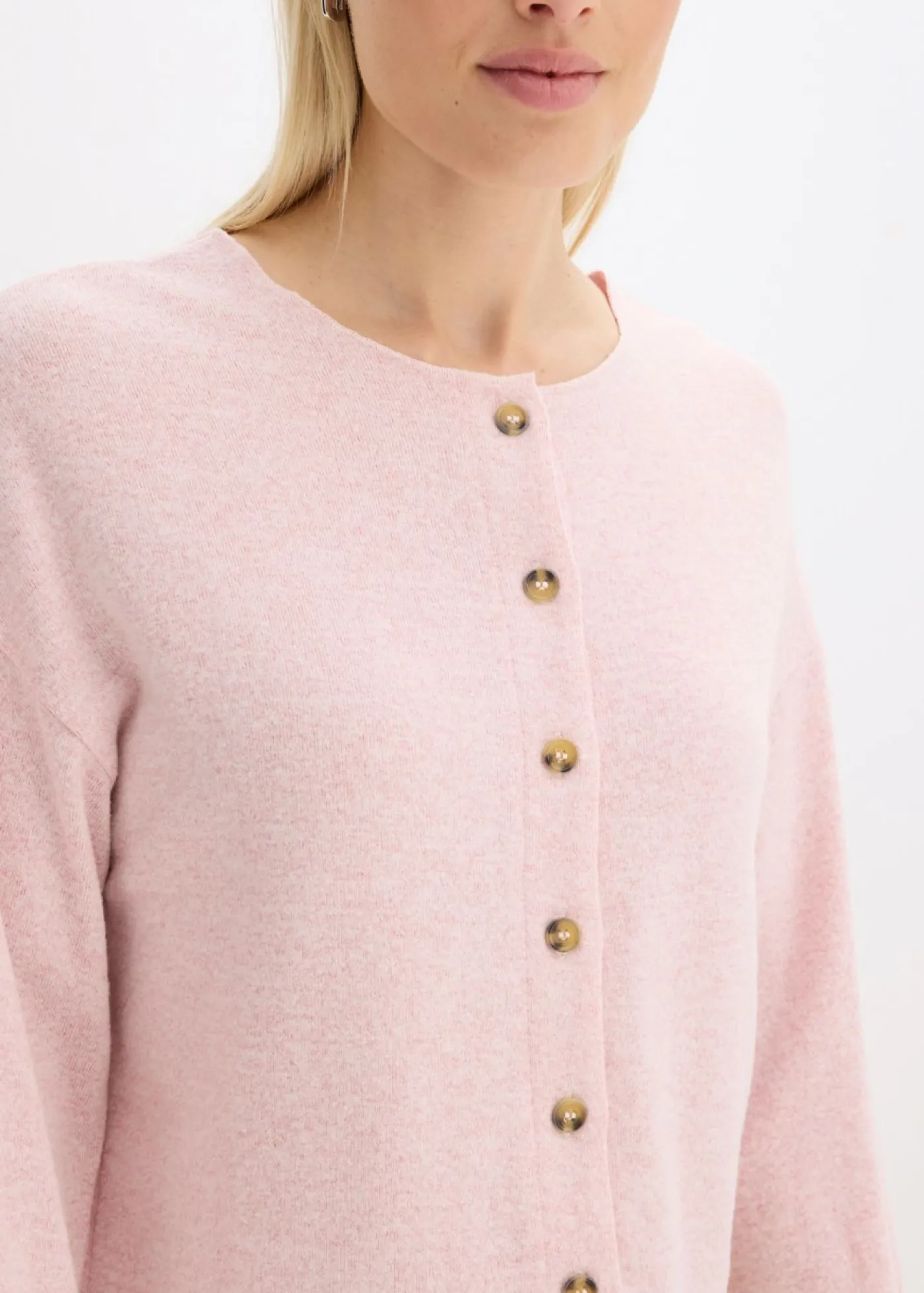 bonprix bonprix Chaqueta de punto fino de canalé rosa ceniza moteado Outlet