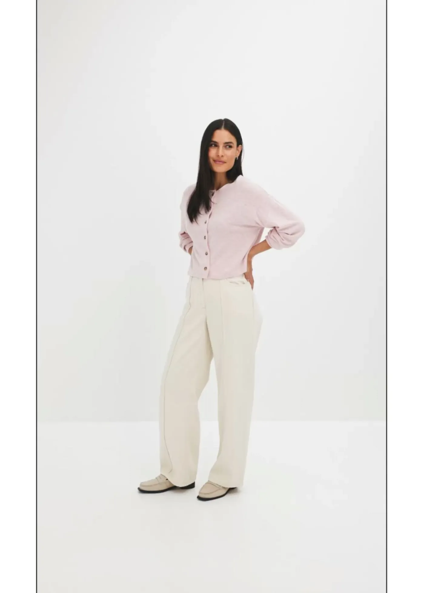 bonprix bonprix Chaqueta de punto fino de canalé rosa ceniza moteado Outlet