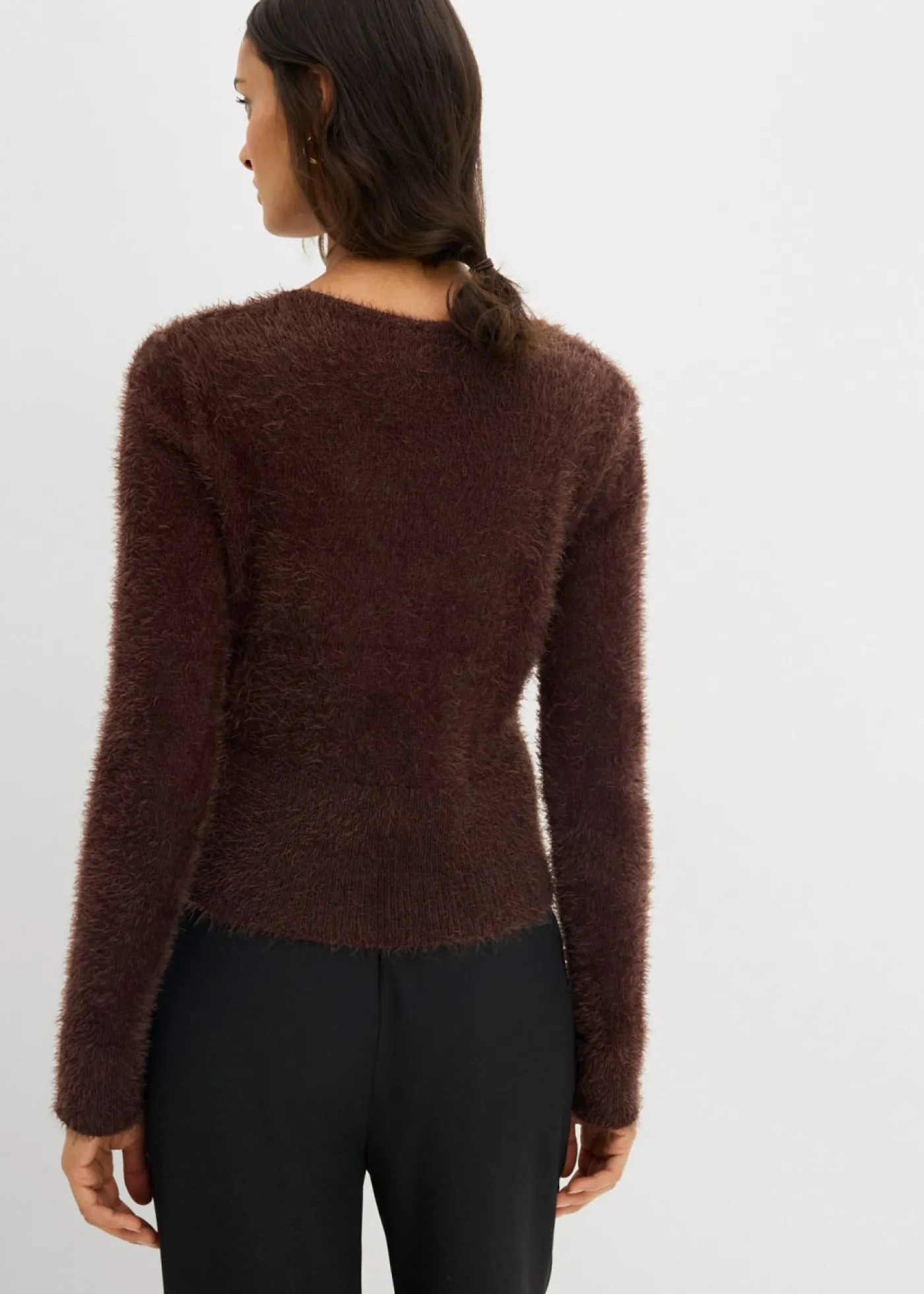bonprix bonprix Chaqueta de punto fino de hilo suave Marrón oscuro Clearance