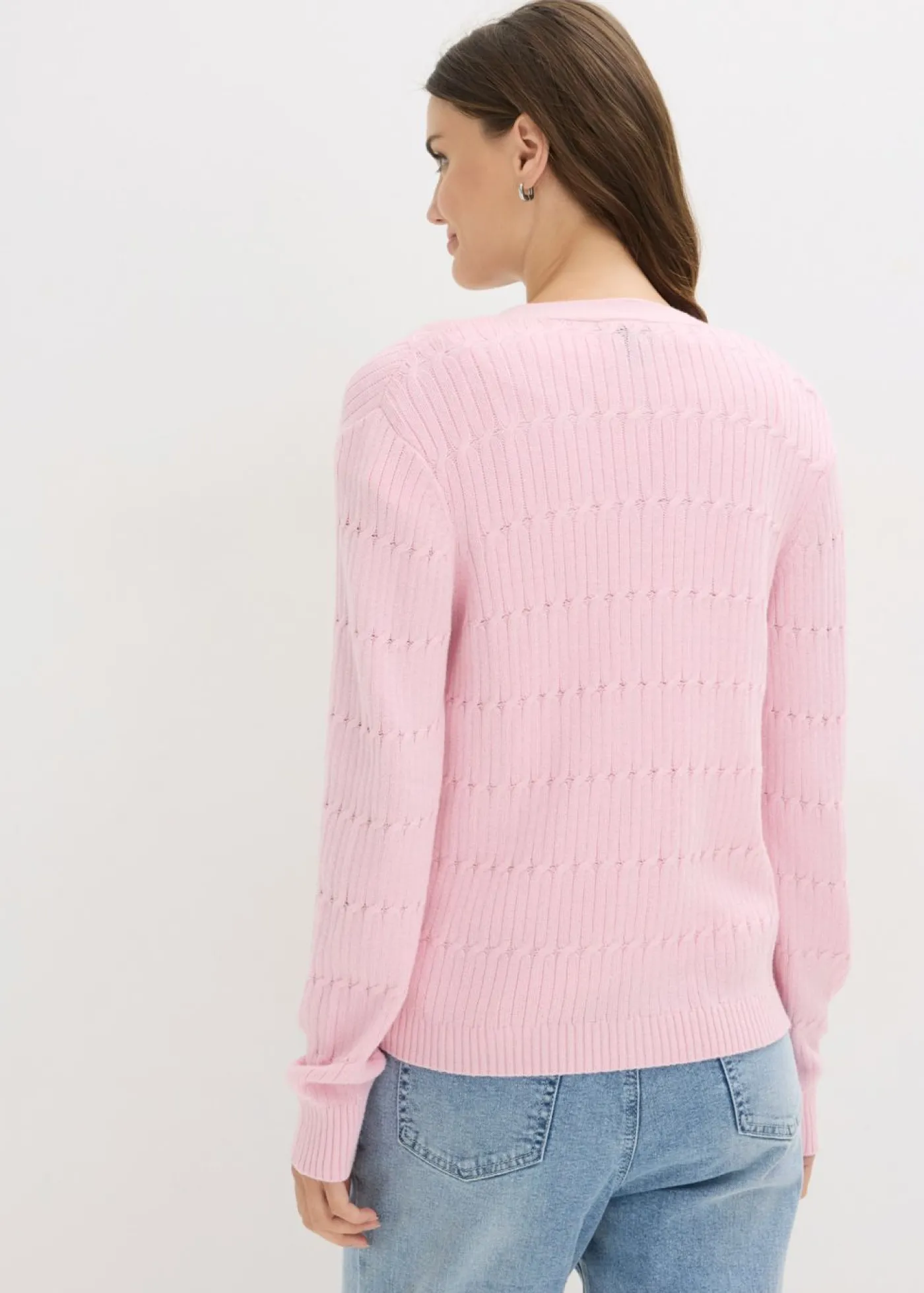 bonprix bonprix Chaqueta de punto fino de mezcla de viscosa rosa cristal New