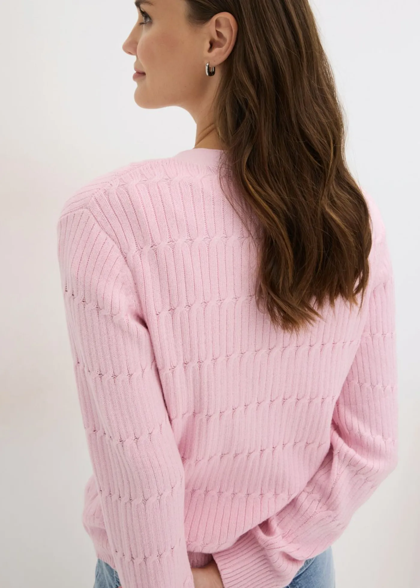 bonprix bonprix Chaqueta de punto fino de mezcla de viscosa rosa cristal New