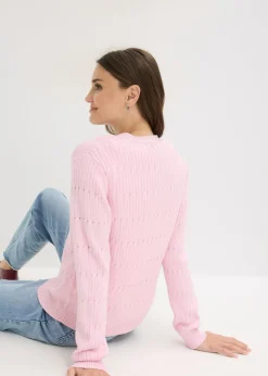bonprix bonprix Chaqueta de punto fino de mezcla de viscosa rosa cristal New