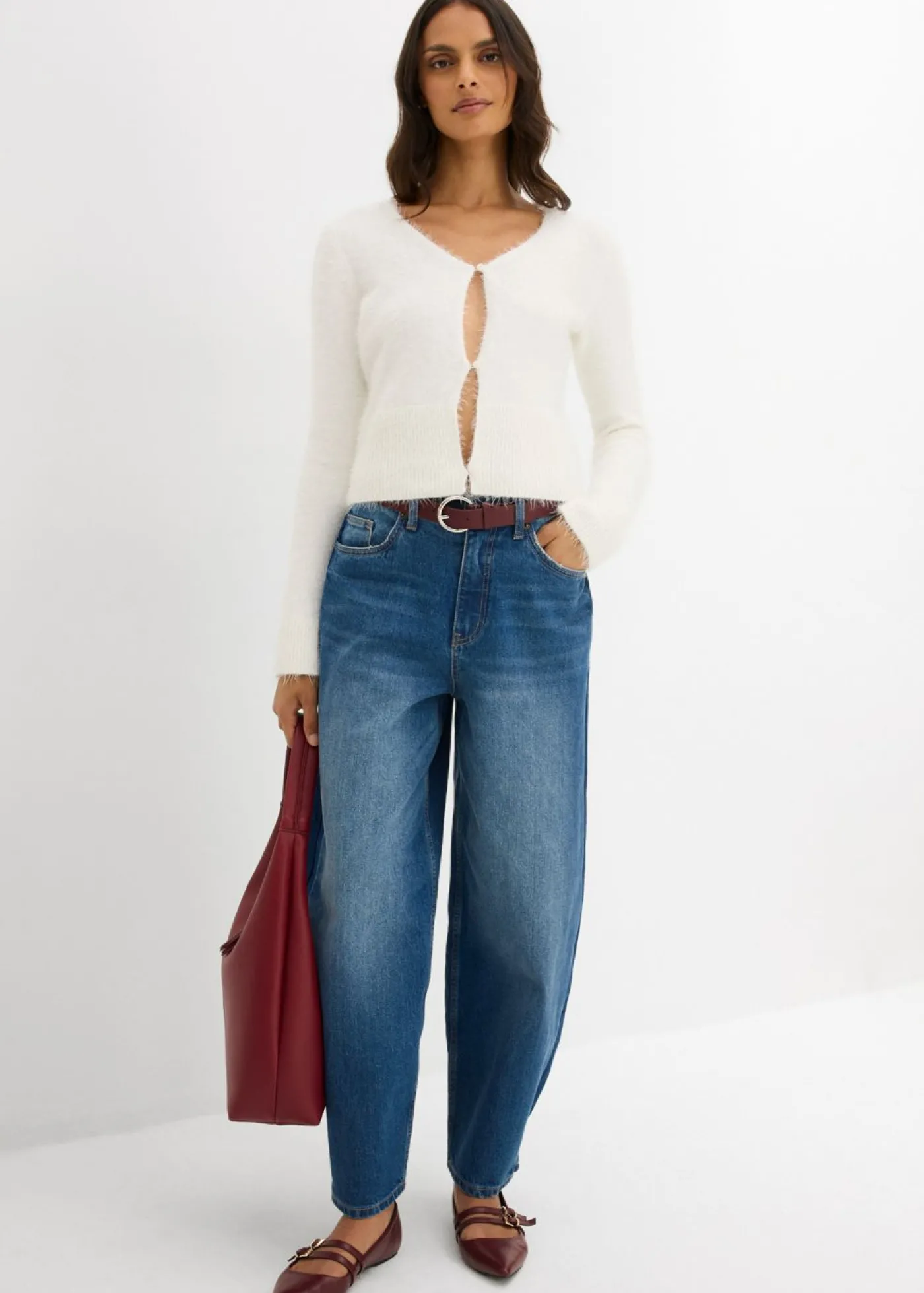 bonprix bonprix Chaqueta de punto fino de hilo suave Blanco lana Discount