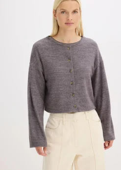bonprix bonprix Chaqueta de punto fino de canalé pizarra moteado Hot