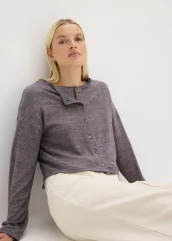bonprix bonprix Chaqueta de punto fino de canalé pizarra moteado Hot