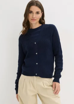 bonprix bonprix Chaqueta de punto fino de mezcla de viscosa Azul marino Clearance