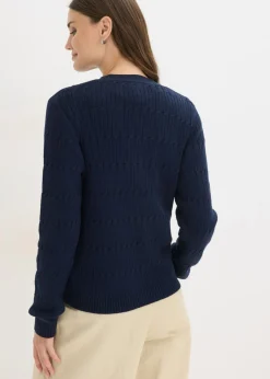 bonprix bonprix Chaqueta de punto fino de mezcla de viscosa Azul marino Clearance