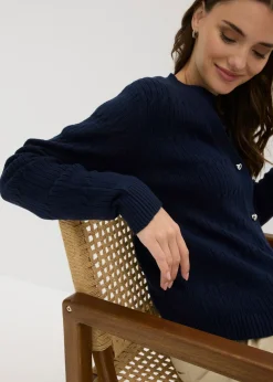 bonprix bonprix Chaqueta de punto fino de mezcla de viscosa Azul marino Clearance