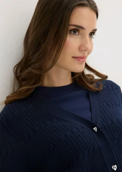 bonprix bonprix Chaqueta de punto fino de mezcla de viscosa Azul marino Clearance