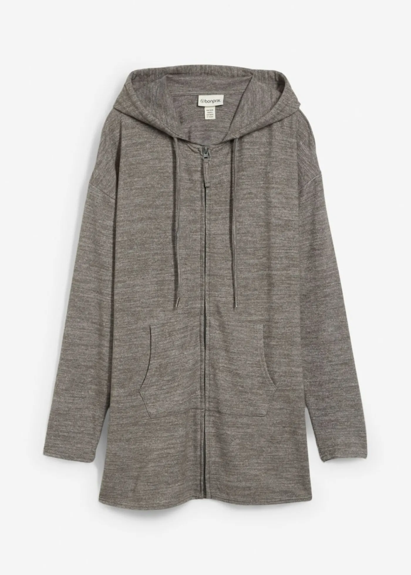 bonprix bonprix Chaqueta de punto fino de mezcla de viscosa con aspecto de punto Antracita jaspeado