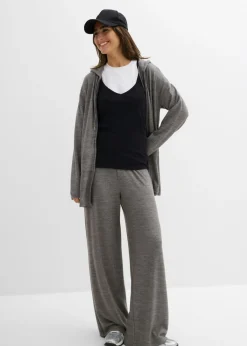 bonprix bonprix Chaqueta de punto fino de mezcla de viscosa con aspecto de punto Antracita jaspeado