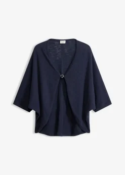 bonprix bonprix Chaqueta de punto fino de algodón puro Azul marino Online