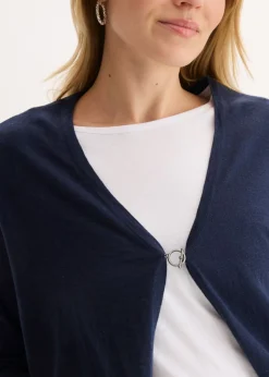 bonprix bonprix Chaqueta de punto fino de algodón puro Azul marino Online