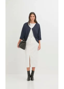 bonprix bonprix Chaqueta de punto fino de algodón puro Azul marino Online