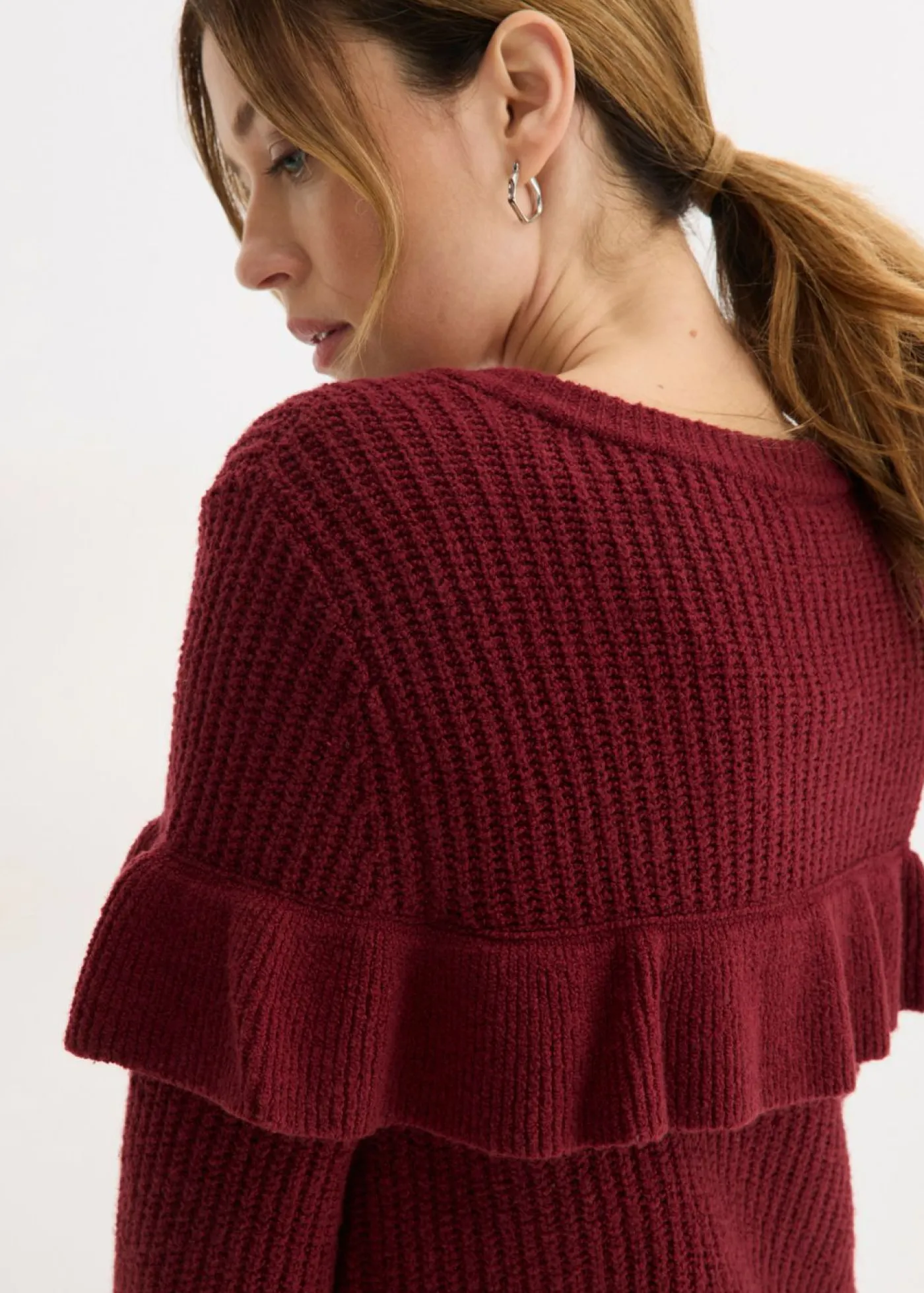 bonprix bonprix Chaqueta de punto fino de mezcla de algodón Rojo rubí Online