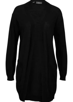 bonprix bonprix Chaqueta de punto fino de algodón Negro Discount