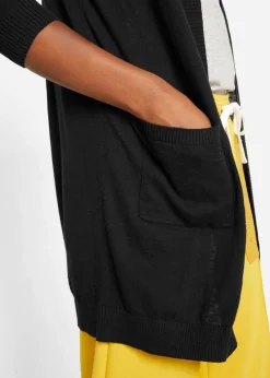 bonprix bonprix Chaqueta de punto fino de algodón Negro Discount