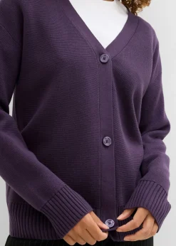 bonprix bonprix Chaqueta de punto fino Milano de canalé Ciruela Sale