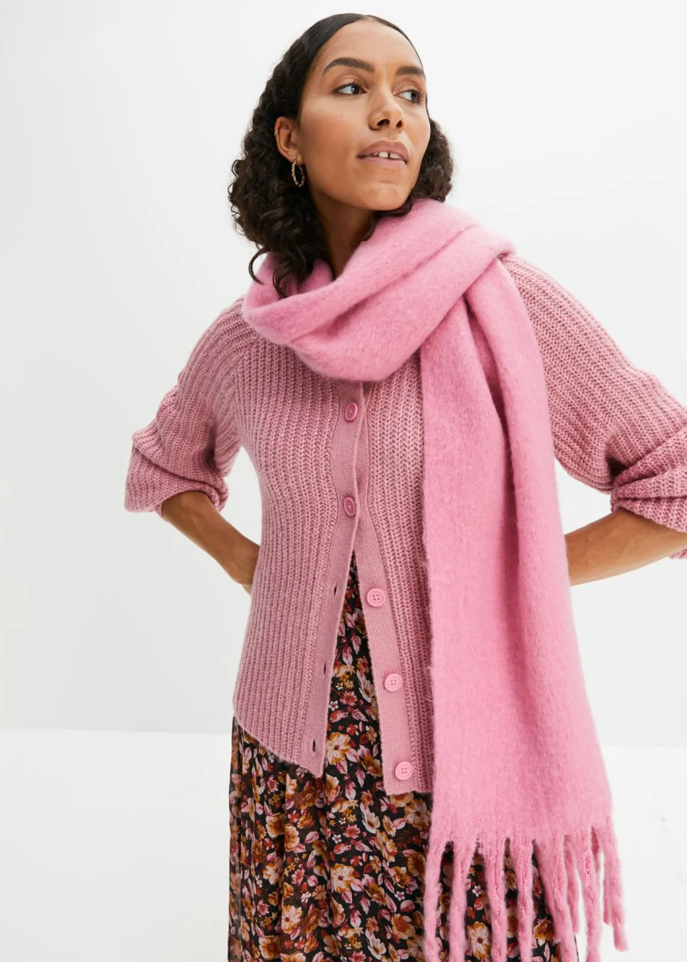 bonprix RAINBOW Chaqueta de punto grueso Rosa frambuesa Hot