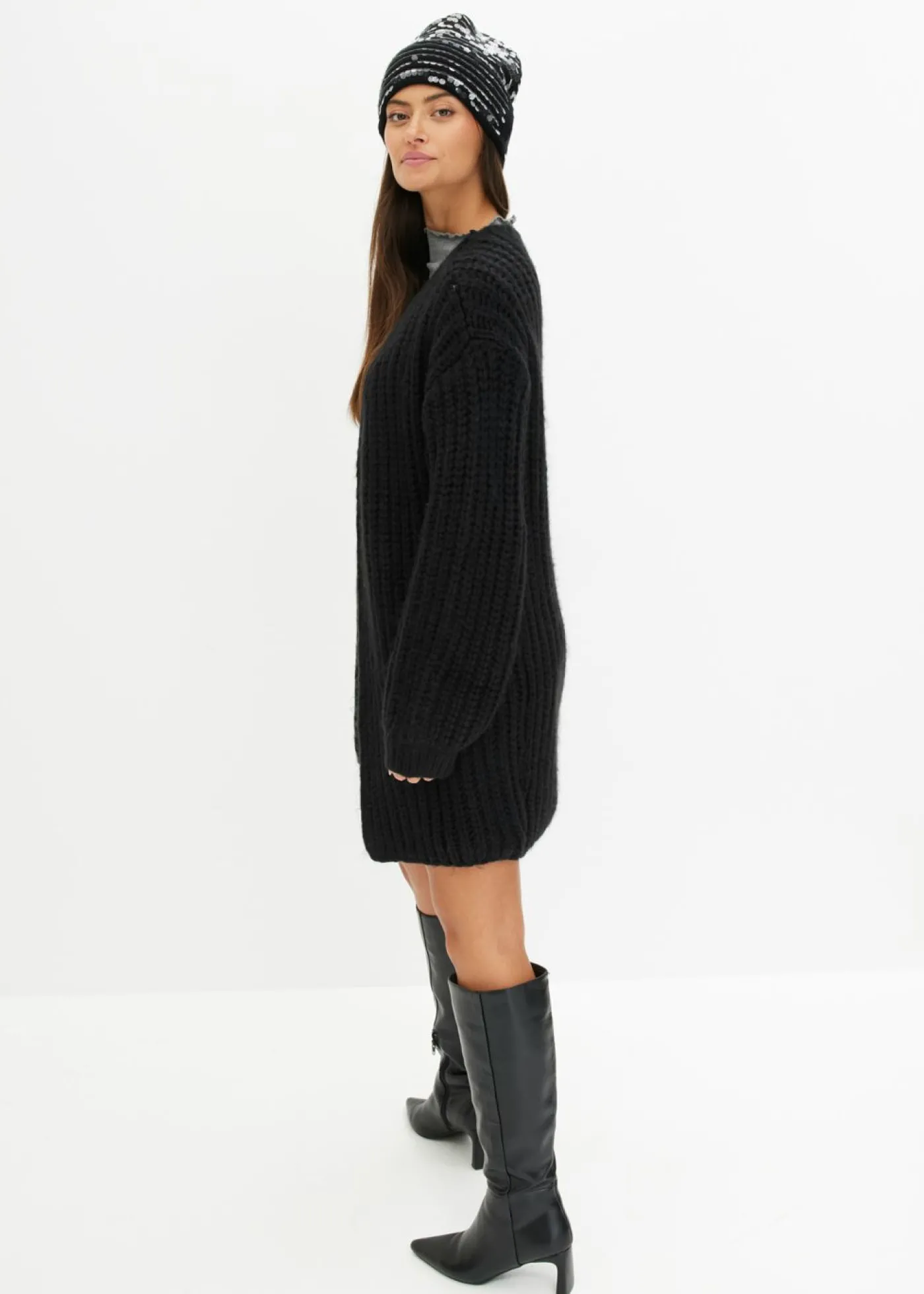 bonprix bonprix Chaqueta de punto grueso Negro Sale