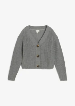 bonprix bonprix Chaqueta de punto grueso de algodón puro Gris jaspeado New