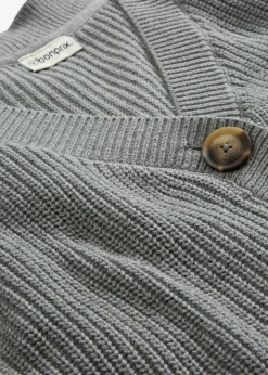 bonprix bonprix Chaqueta de punto grueso de algodón puro Gris jaspeado New