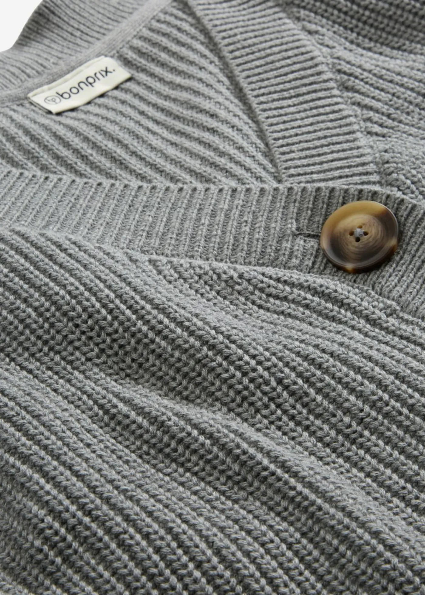 bonprix bonprix Chaqueta de punto grueso de algodón puro Gris jaspeado New