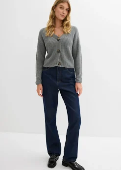 bonprix bonprix Chaqueta de punto grueso de algodón puro Gris jaspeado New
