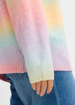 bonprix bonprix Chaqueta de punto grueso en suave mezcla de lana azul pálido/rosa pálido/amarillo/púrpura Sale