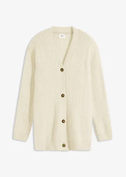 bonprix bonprix Chaqueta de punto grueso de suave mezcla de lana Blanco-crema Hot