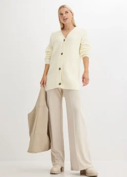 bonprix bonprix Chaqueta de punto grueso de suave mezcla de lana Blanco-crema Hot