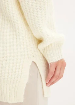 bonprix bonprix Chaqueta de punto grueso de suave mezcla de lana Blanco-crema Hot