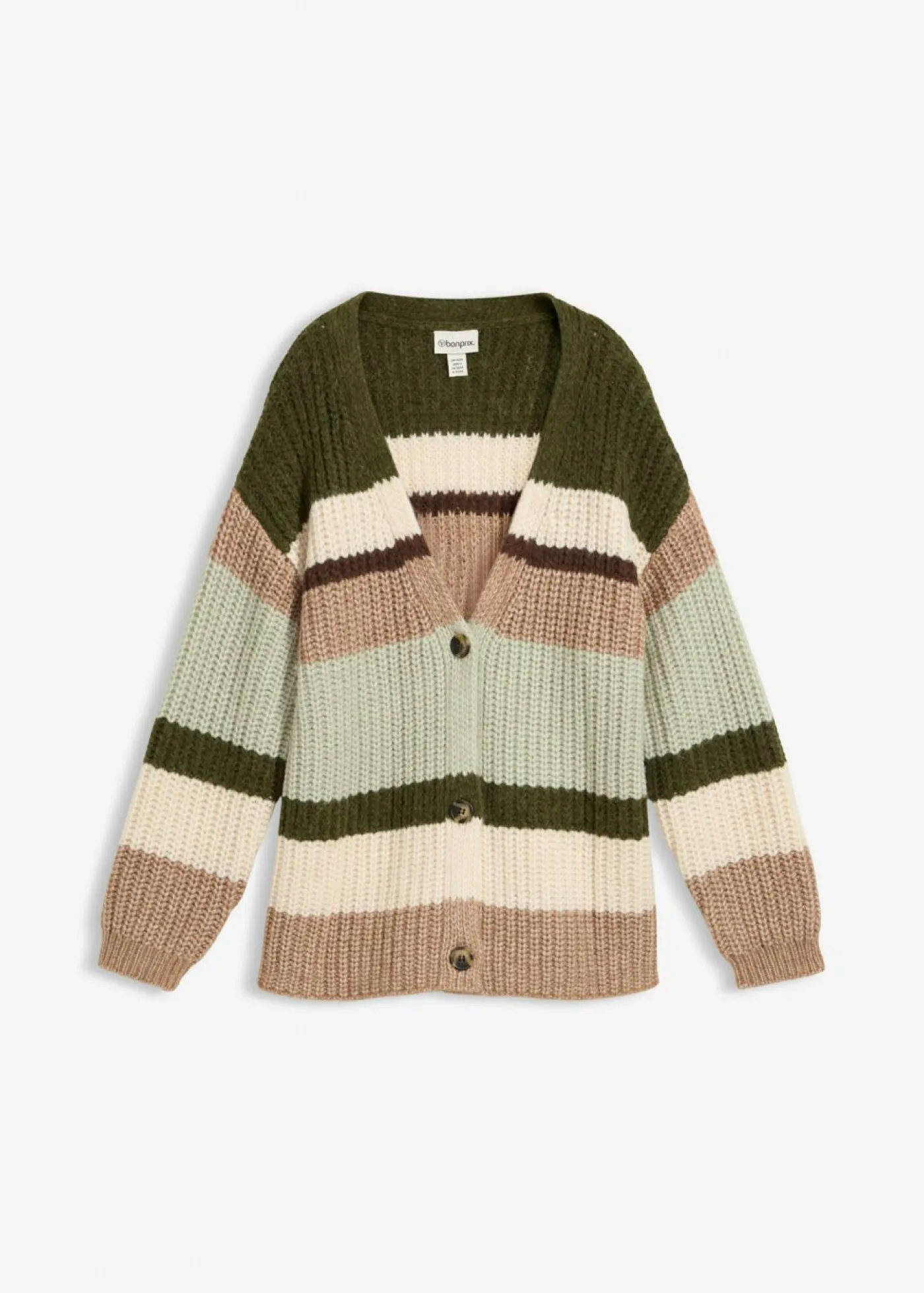 bonprix bonprix Chaqueta de punto grueso con degradado cromático caqui oscuro New