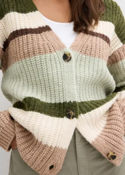bonprix bonprix Chaqueta de punto grueso con degradado cromático caqui oscuro New