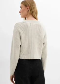 bonprix bonprix Chaqueta de punto grueso de algodón puro blanco lana moteado Hot