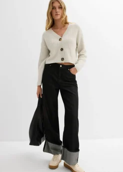 bonprix bonprix Chaqueta de punto grueso de algodón puro blanco lana moteado Hot