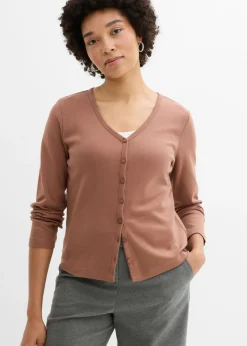 bonprix bonprix Chaqueta de punto grueso de algodón orgánico puro Marrón castaño Sale