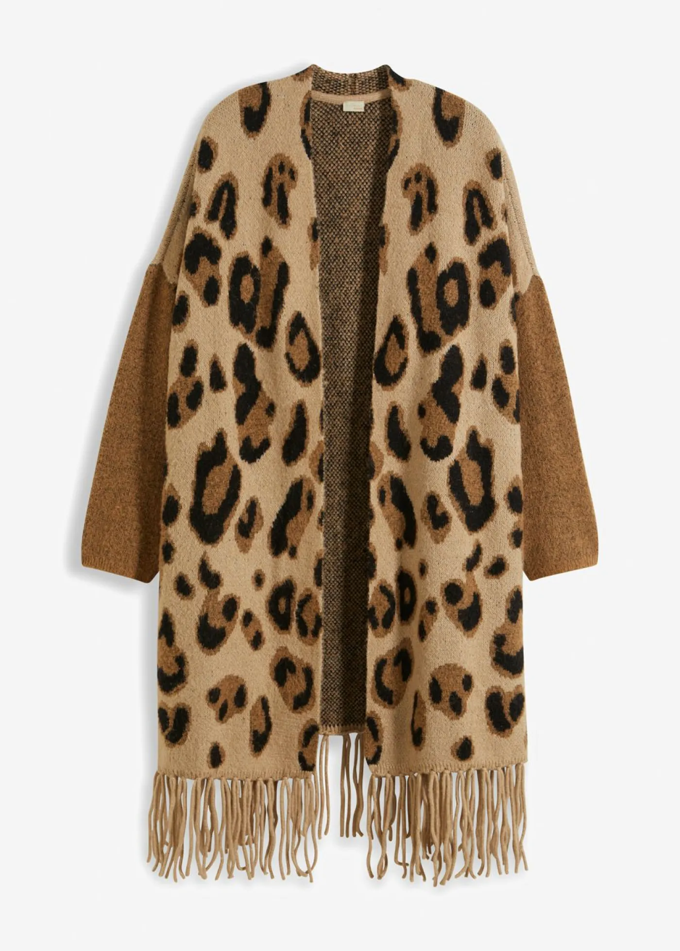 bonprix bonprix Chaqueta de punto holgada estampado leo beige-negro-marrón