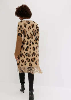 bonprix bonprix Chaqueta de punto holgada estampado leo beige-negro-marrón