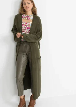 bonprix bonprix Chaqueta de punto holgada de largo midi Verde oliva oscuro New