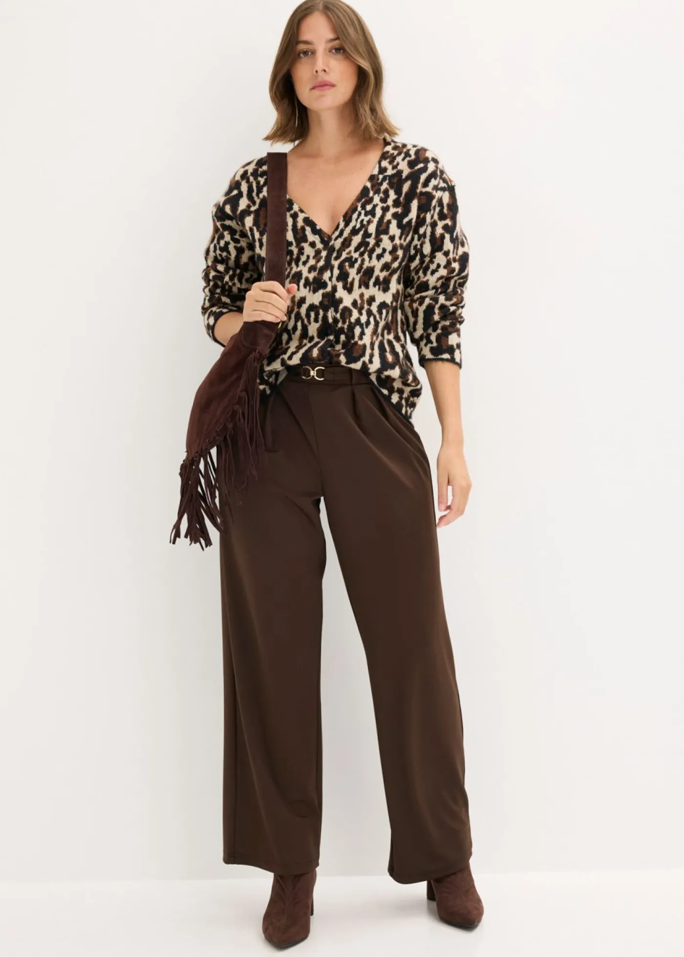 bonprix bonprix Chaqueta de punto jacquard marrón Best
