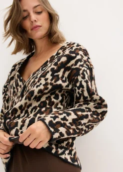 bonprix bonprix Chaqueta de punto jacquard marrón Best