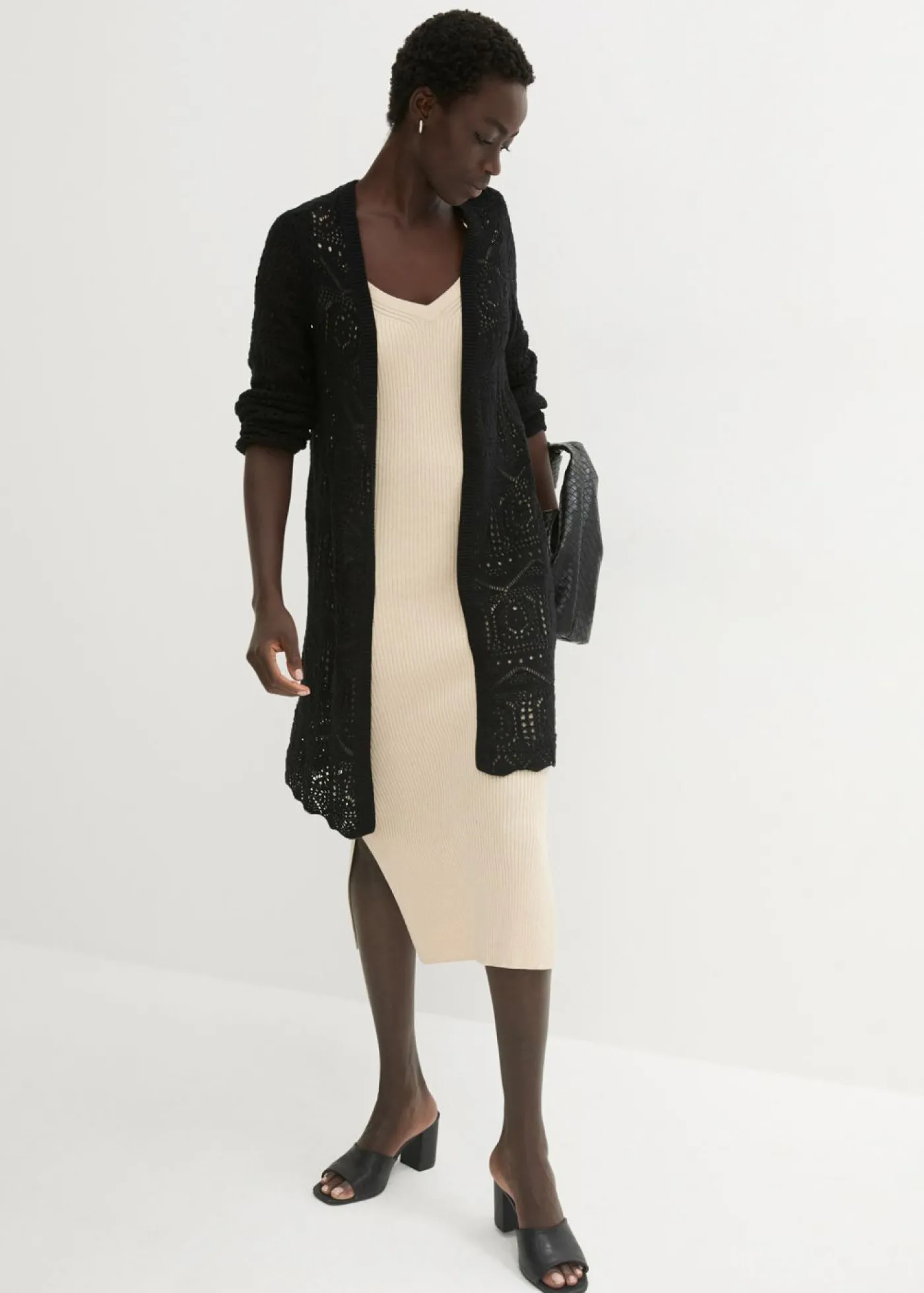 bonprix bonprix Chaqueta de punto larga Negro New