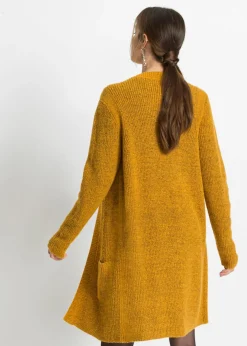 bonprix bonprix Chaqueta de punto larga Marrón miel jaspeado